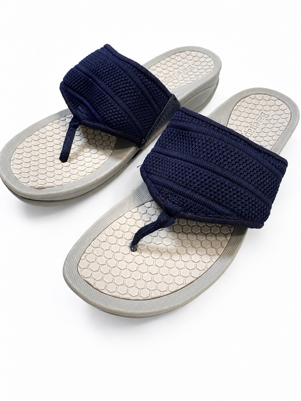Baretraps Women's Thong Wedge Sandal Size US 8.5 Navy Blue Comfort Lightweight